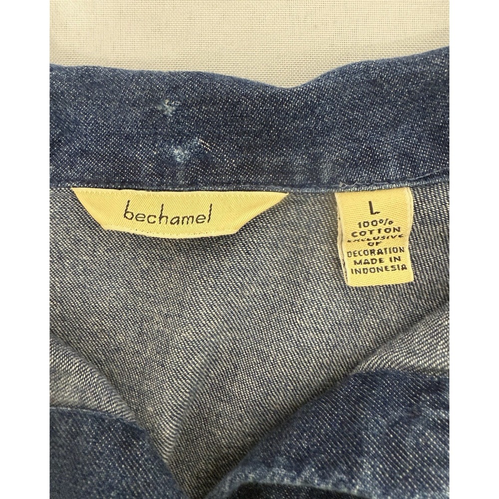 Bechamel Denim Floral Embroidered Jacket Top Cottagecore Womens Size L - Picture 3 of 10